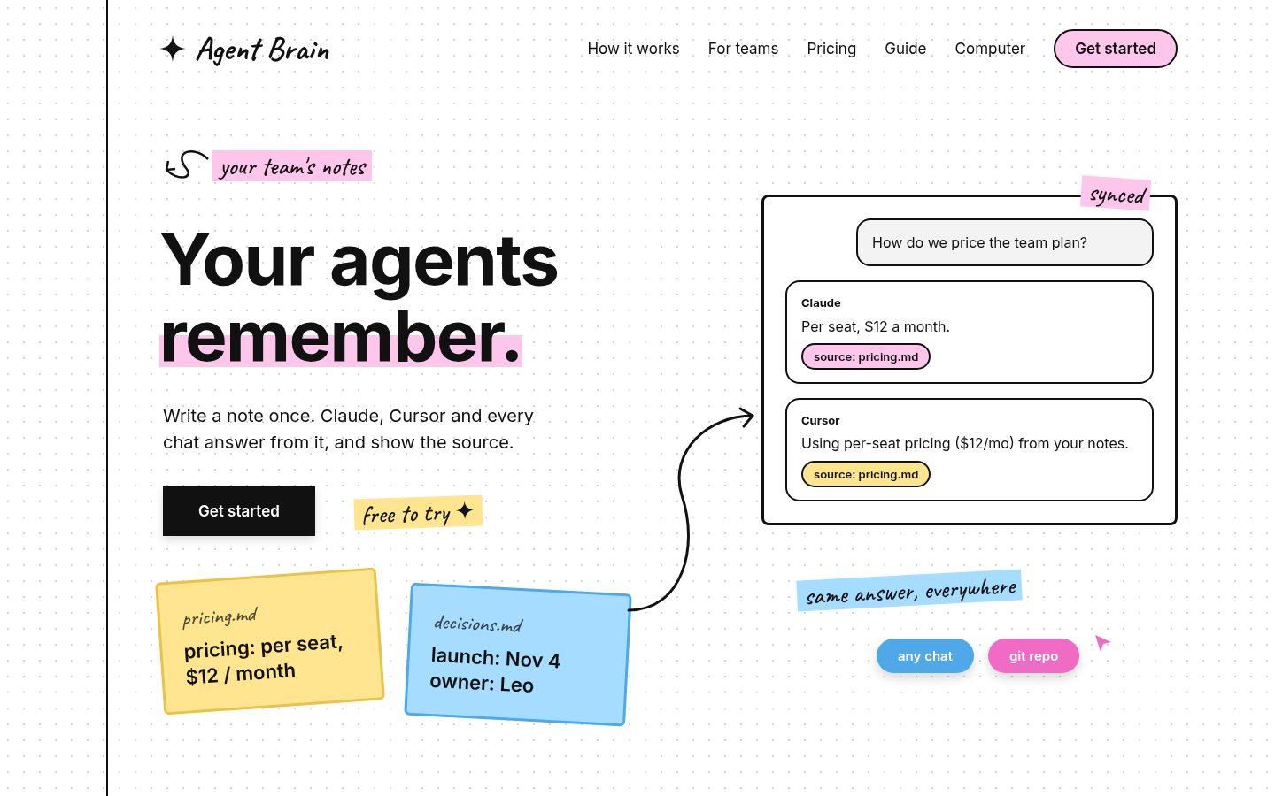 Agent Brain homepage