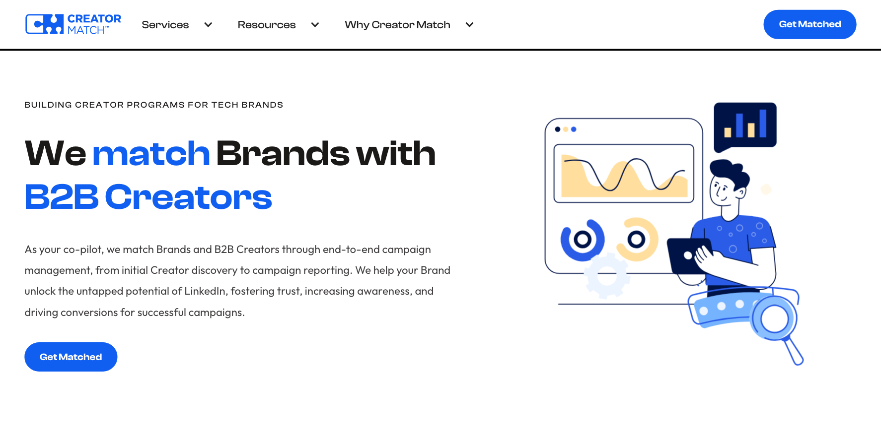 Creator Match homepage
