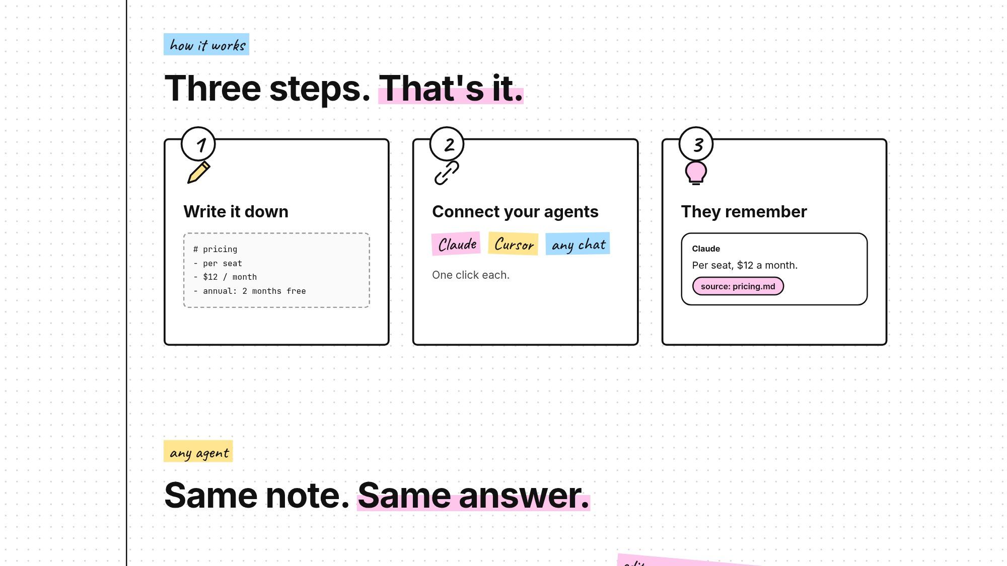Write it down, connect your agents, they remember.